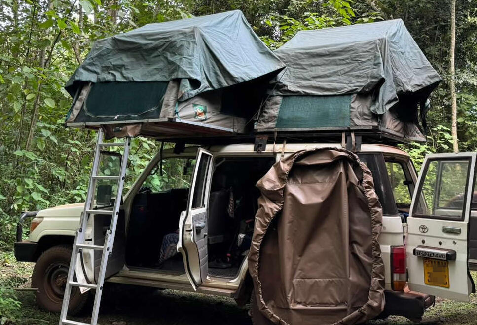 Explore Rwanda and Uganda with ease and comfort using Car Rentals Rwanda's rooftop tent vehicles. Ideal for couples and small groups, our camping tents provide safety, mobility, and convenience for unforgettable self drive adventures.