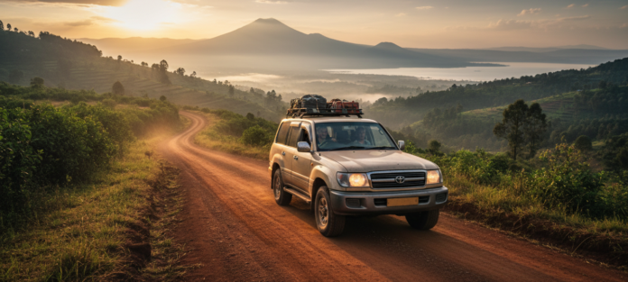 Car hire from Kigali to Entebbe 2026 — one-way 4x4 rental, border crossings, COMESA insurance, drive time & drop-off at Entebbe airport. Land Cruiser Prado from $70/day.